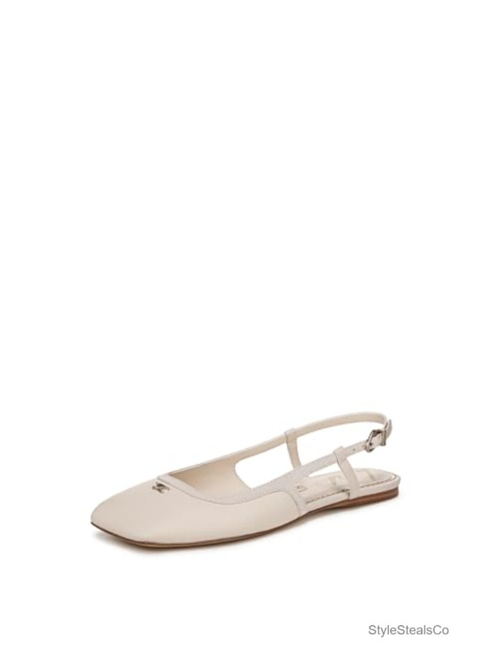 Slingback Ballet Flat Square Toe Leather Minimal Cushioning Spring/Summer